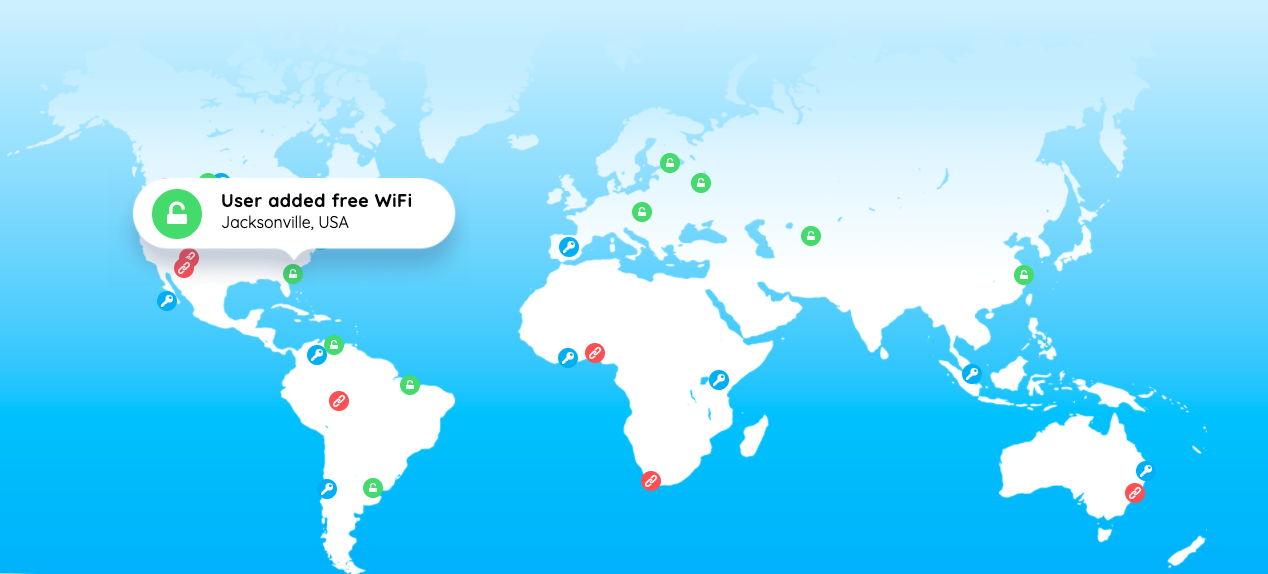 WiFi Map leverages the power of crowdsourcing to show users the nearest hotspots.